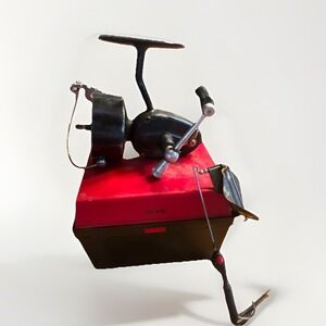 Vintage Garcia Mitchell 300 Spinning Fishing Reel with Case and Jitterbug Lure